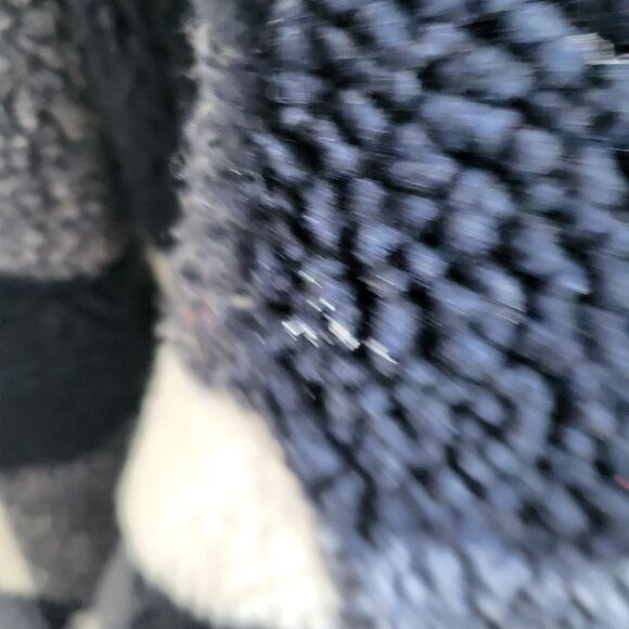 Steve Madden Navy & White Buffalo Plaid Convertible Hooded Teddy Coat Women M - Picture 14 of 16